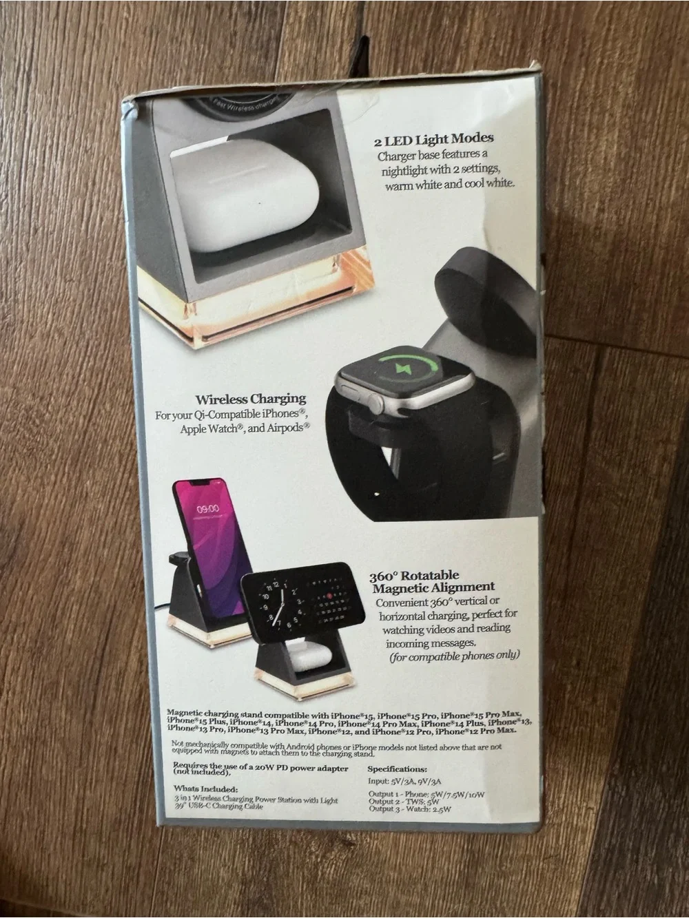 3-in-1 Wireless Charging Power Station with Light - Black